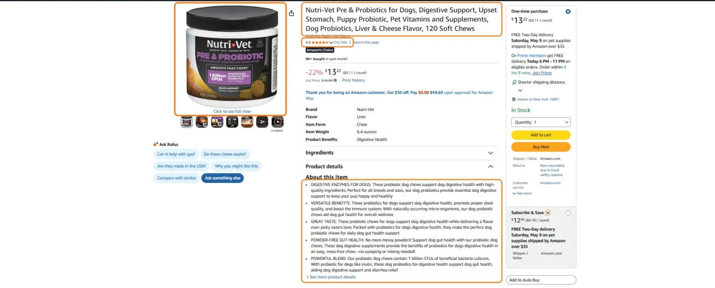 amazon product page